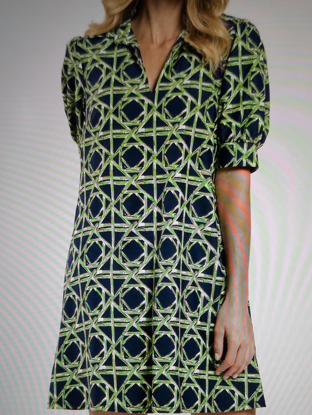 Jude Connally Emerson Dress In Bamboo Ratan Navy